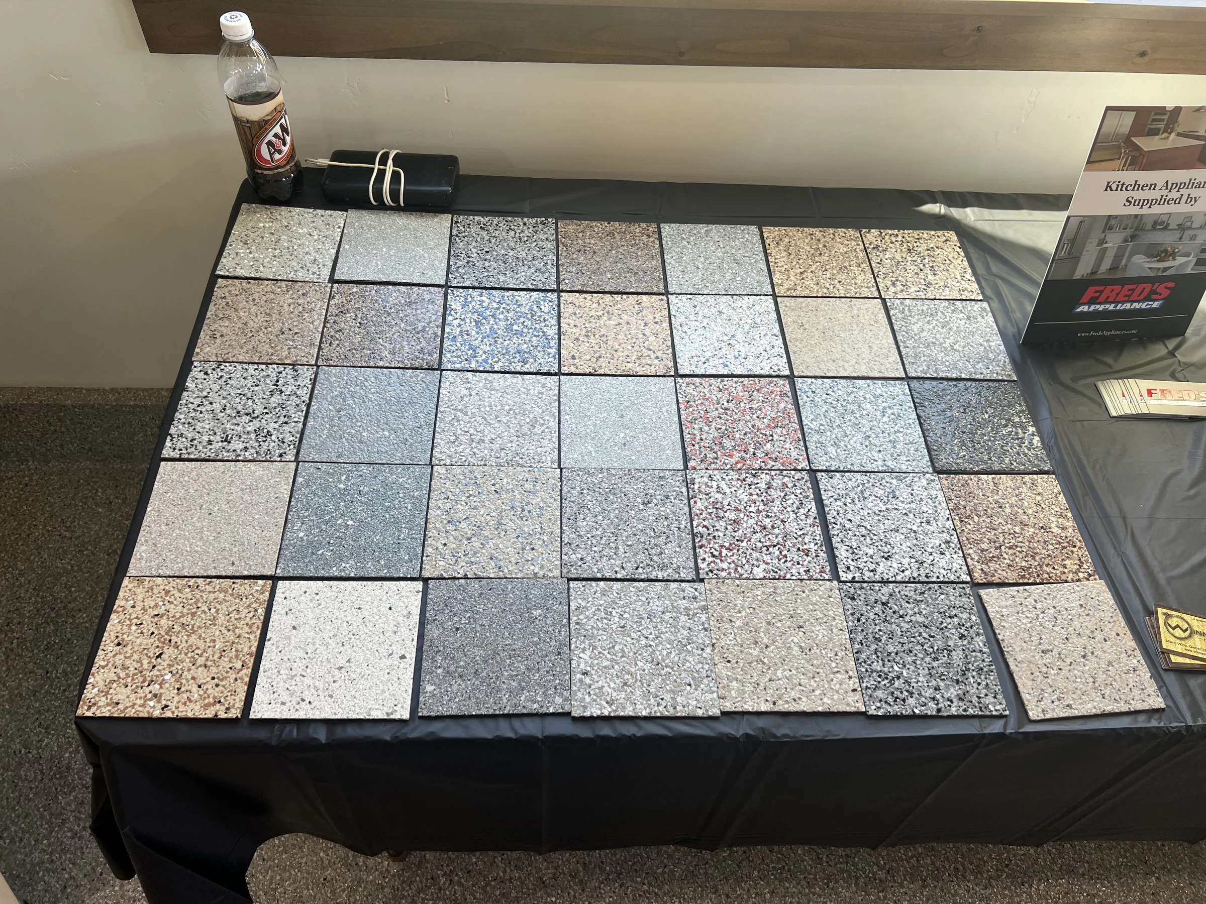 Garage floor coating style and color selection samples by Winnwood Resins in Missoula, Montana